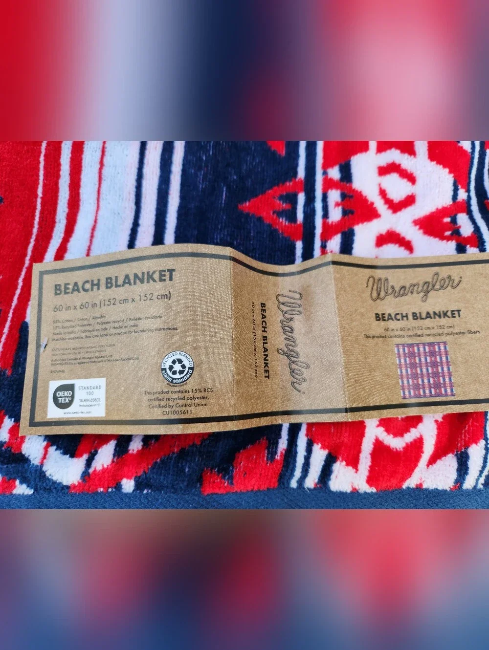 Wrangler Red & Navy Patterned Beach Blanket